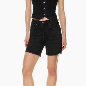Aritzia denim forum yoko mid thigh denim shorts black